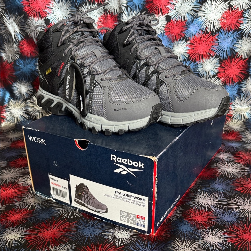 Reebok Women's Black and Gray Trailgrip Work Shoes